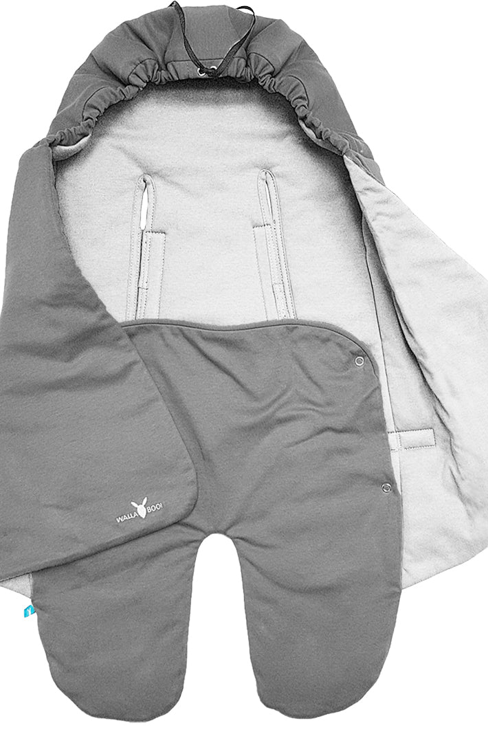 Couverture bébé grande taille pour siège auto et poussette en coton - gris  et gris claire – Wallaboo