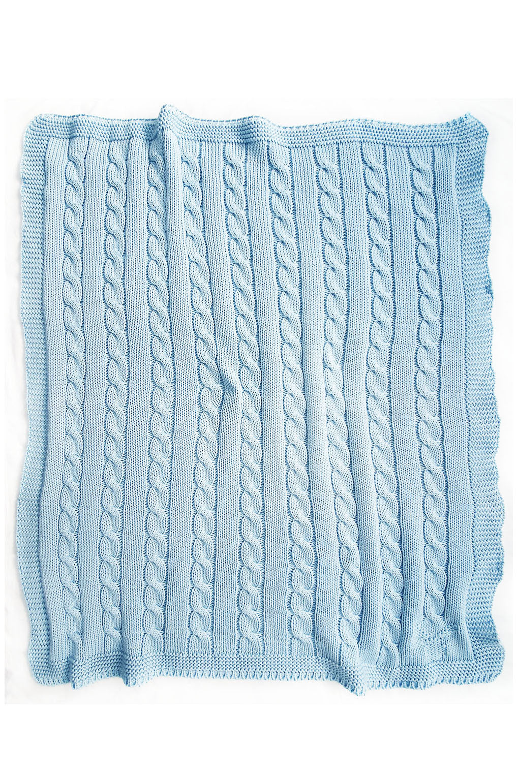 Knitted Blue Cabled Baby buy Blanket