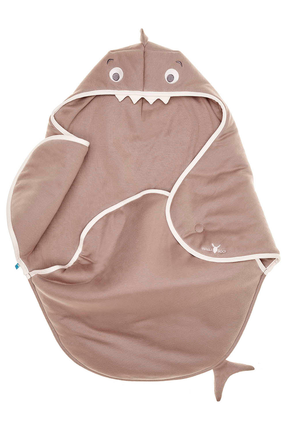 Baby blanket with embroidered motifs and animal details in taupe Wallaboo