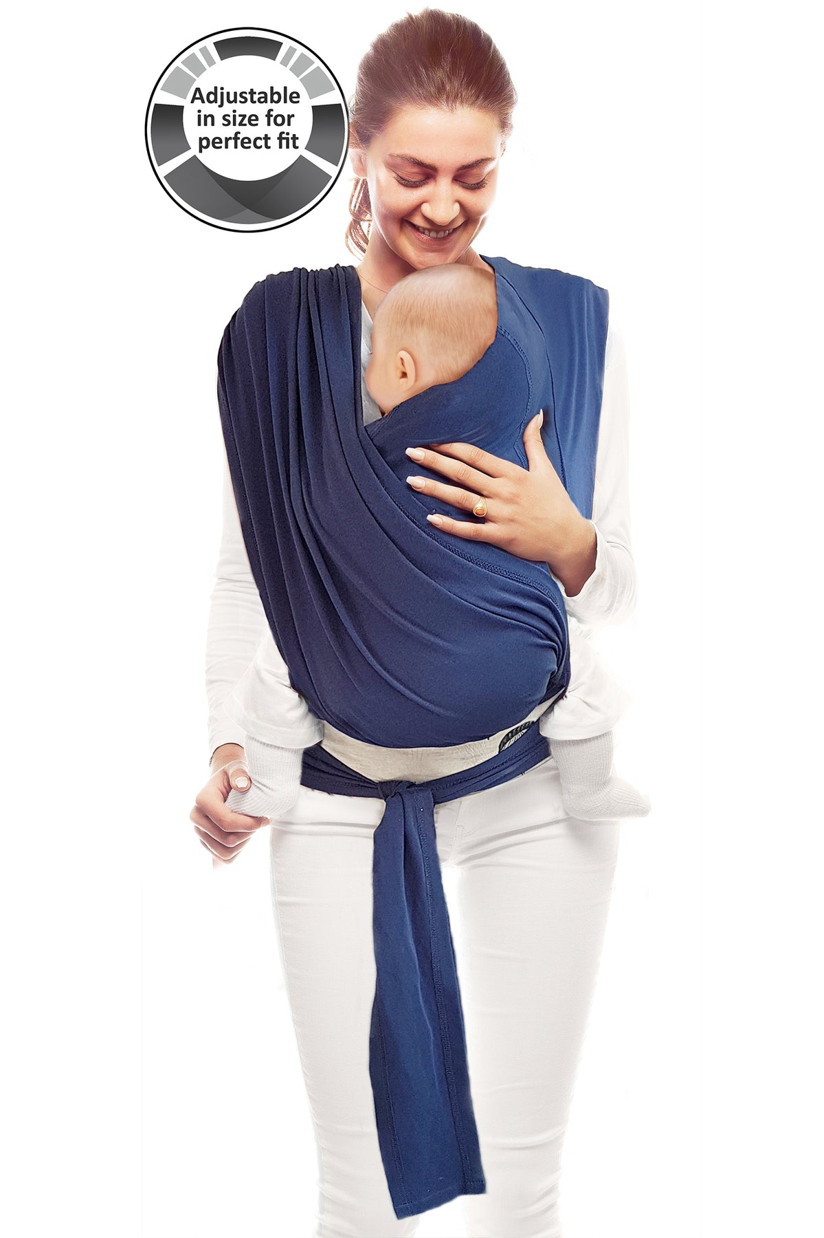 Sangle de portage pour bébé (bleu marine), ergonomiquement respirante,  réglable trois en un à l'avant et à l'arrière pour les nouveau-nés, adaptée  aux nouveau-nés et aux tout-petits. Sangle de portage