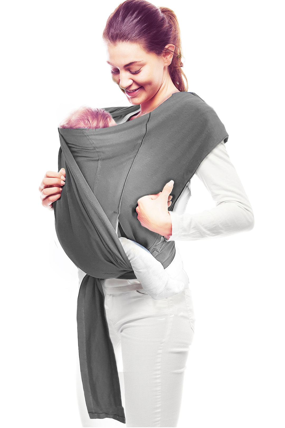 Porte bebe ergonomique en coton avec sangle de ceinture gris Wallaboo
